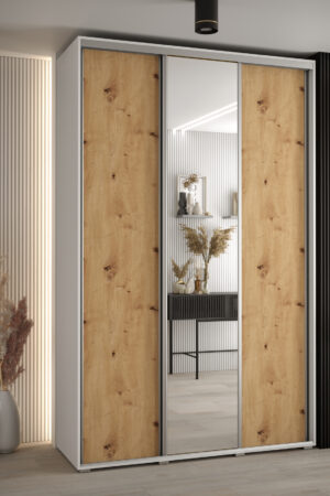 Šatní skříň Cannes 3 s bílým korpusem a dub-artisan dveřmi