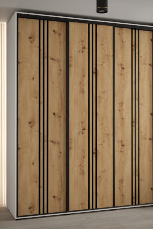 Šatní skříň Cannes 6 s bílým korpusem a dubovými dveřmi