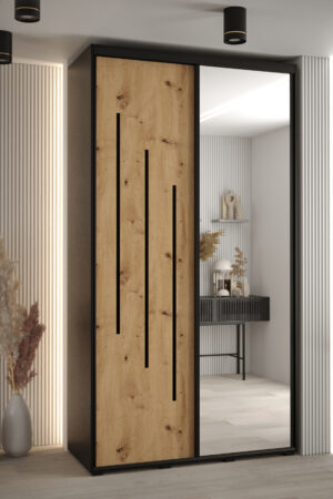 Šatní skříň Cannes 9 s bílým korpusem a dubovými dveřmi