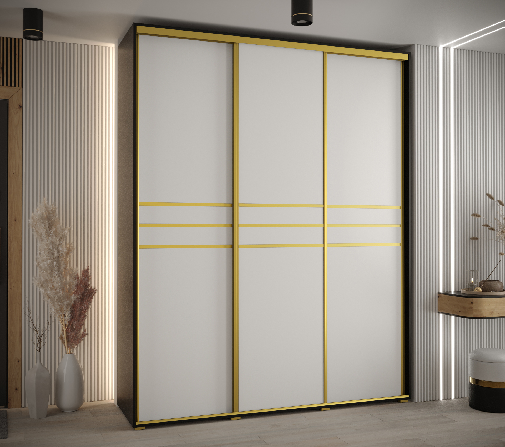 Šatní skříň Cannes 10 - Bílá, 100 cm, Dub Artisan