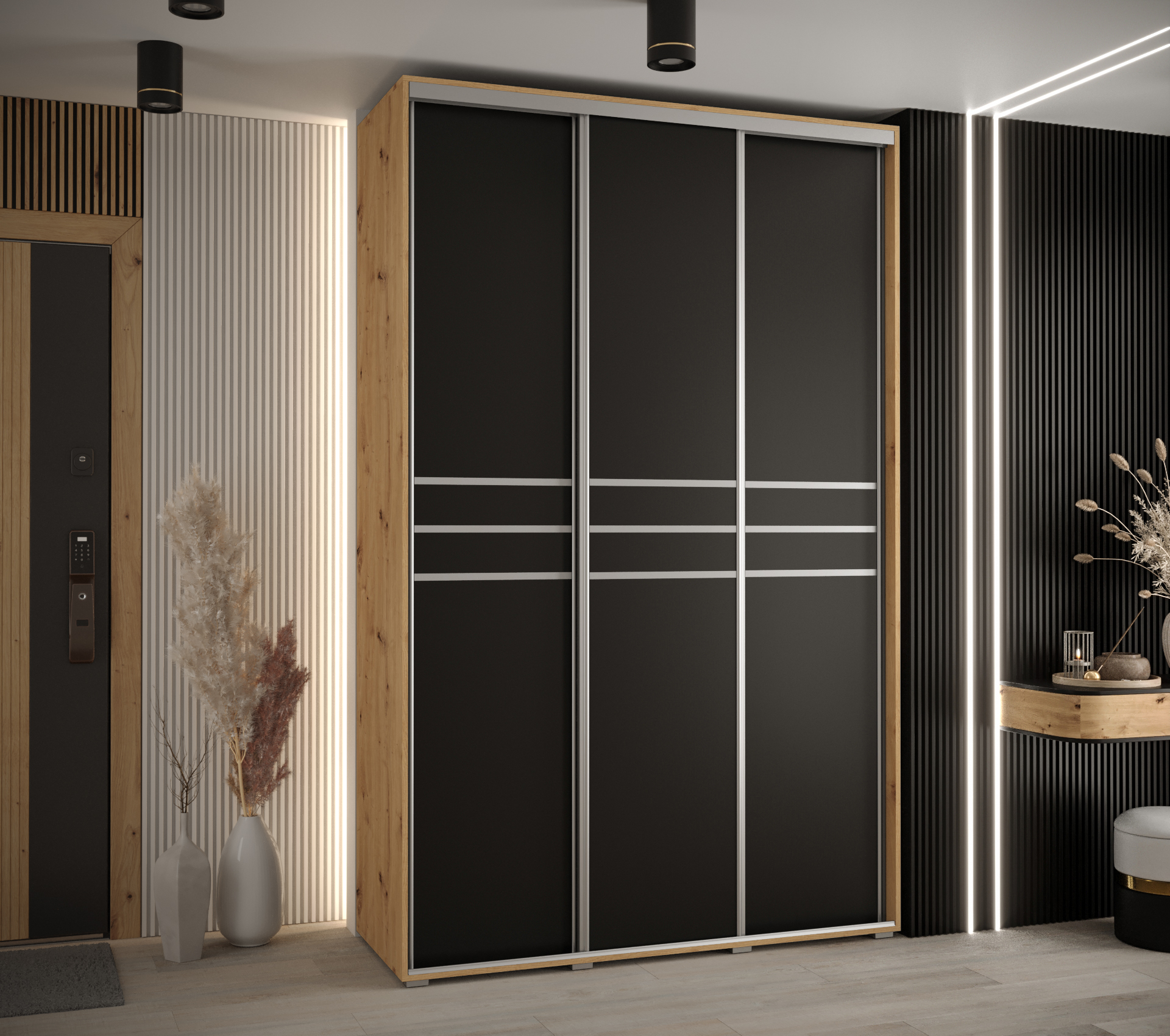 Šatní skříň Cannes 10 - Bílá, 100 cm, Dub Artisan