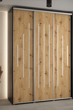 Šatní skříň Cannes 12 s dubovými dveřmi a bílým korpusem