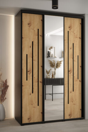 Šatní skříň Cannes 13 s bílým korpusem a dubovými dveřmi