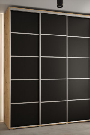 Šatní skříň Davos 4 s bílým korpusem a dubovými dveřmi