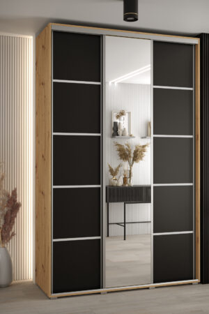 Šatní skříň Davos 5 s bílým korpusem a dubovými dveřmi