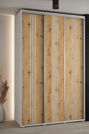 Šatní skříň Davos 6 s bílým korpusem a dubovými dveřmi