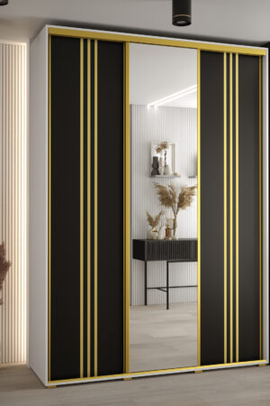 Šatní skříň Davos 7 s bílým korpusem a dubovými dveřmi