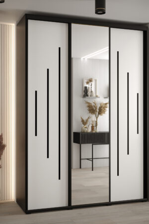 Šatní skříň Davos 13 s bílým korpusem a dubovými dveřmi