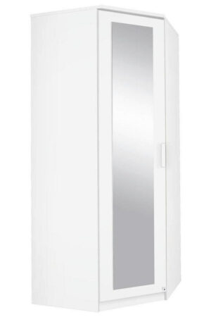 Rohová šatní skříň MID.YOU bílá s zrcadlem