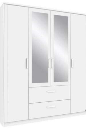 Bílá šatní skříň se zrcadlem o rozměrech 181/212/58 cm