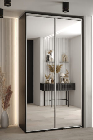 Šatní skříň Davos 2, bílá, zrcadlové dveře