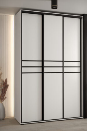 Šatní skříň Davos 10 s bílým korpusem a dubovými dveřmi