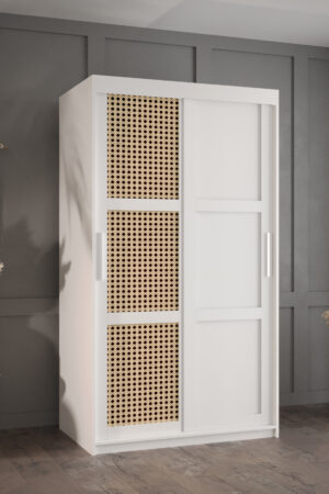 Bílá šatní skříň Abi Plecionka Wiedenska 3 s posuvnými dveřmi
