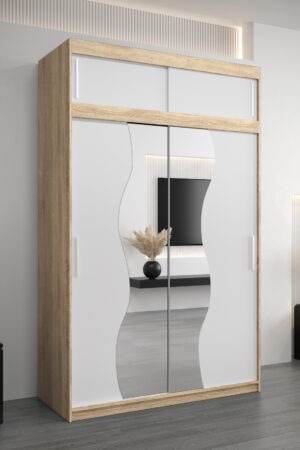 Šatní skříň Abi Mr s nástavcem a bílými dveřmi