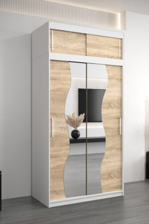 Šatní skříň Abi Mr s nástavcem, dub sonoma, bílý korpus