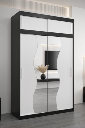 Šatní skříň Abi Mr s bílými dveřmi a černým korpusem