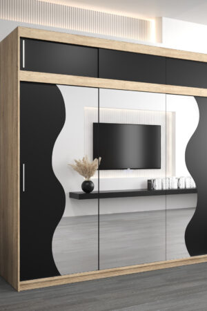 Šatní skříň Abi Mr s nástavcem v černé barvě