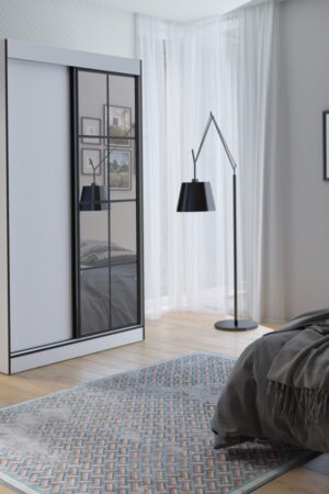 Šatní skříň Oslo II bílá 120 cm s posuvnými dveřmi