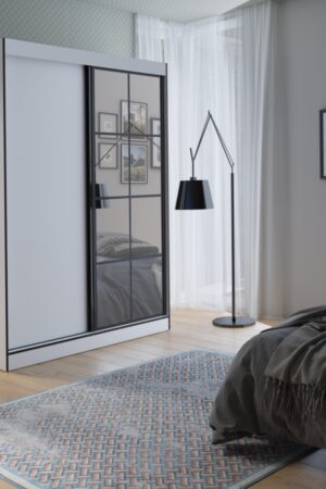 Šatní skříň Oslo II bílá 120 cm s posuvnými dveřmi