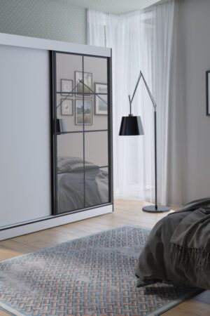 Šatní skříň Oslo II bílá 120 cm s posuvnými dveřmi