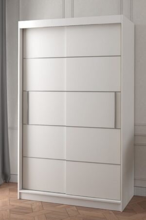 Šatní skříň Neomi 06 v bílé barvě s dubovými dveřmi