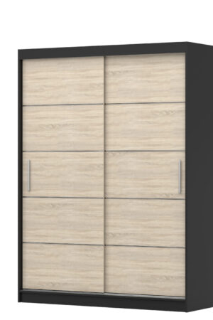 Bílá šatní skříň Vista 06 s dubovými dveřmi