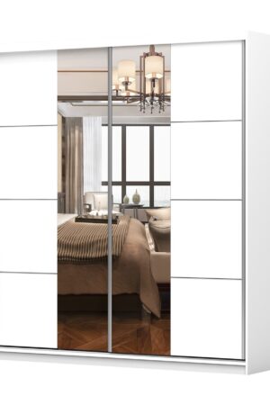 Šatní skříň Pola 38 s bílými matnými dveřmi a zrcadlem