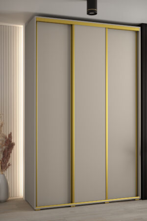 Šatní skříň Dakota 1 v kašmírové barvě s zlatými úchyty