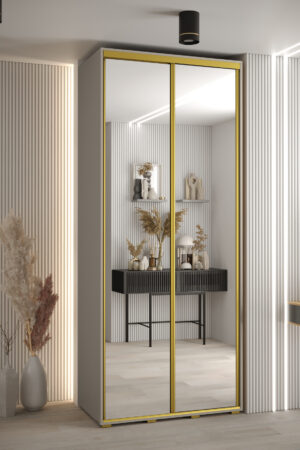 Šatní skříň Dakota 2 v kašmírové barvě se zrcadlem