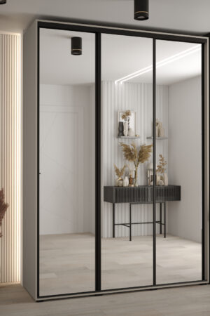 Šatní skříň Dakota 2 s kašmírovou barvou a zrcadlem