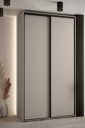 Šatní skříň Dakota 1 v kašmír barvě s černými úchyty