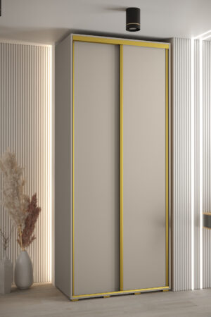 Šatní skříň Dakota 1 s kašmírovou barvou a zlatými úchyty