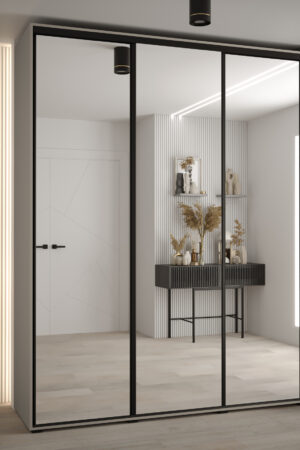 Šatní skříň Dakota 2 s černými úchyty a zrcadlem