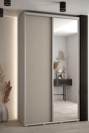 Šatní skříň Dakota 3 s kašmírovou barvou a zrcadlem