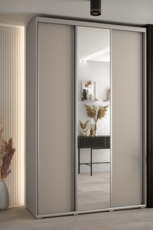 Šatní skříň Dakota 3 s kašmírovou barvou a zrcadlem