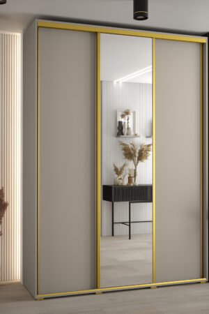 Šatní skříň Dakota 3 v kašmírové barvě se zrcadlem