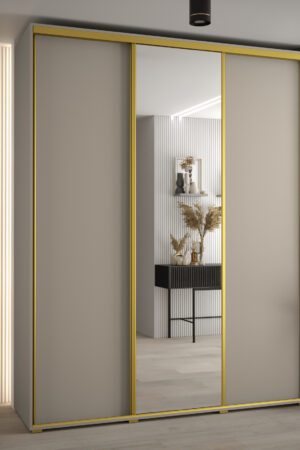 Šatní skříň Dakota 3 v kašmírové barvě se zrcadlem