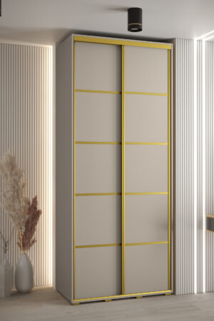 Šatní skříň Dakota 4 s kašmírovou barvou a stříbrnými úchyty