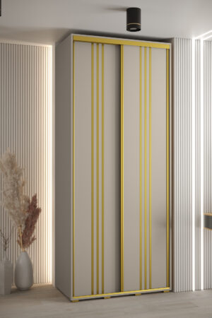 Šatní skříň Dakota 6 v kašmírové barvě se zlatými úchyty