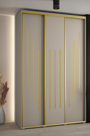 Šatní skříň Dakota 8 s zlatými úchyty a kašmírovou barvou