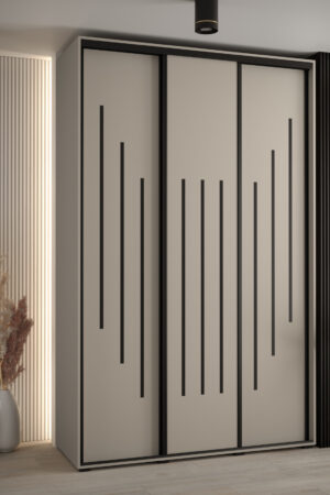 Šatní skříň Dakota 8 s kašmírovou barvou a stříbrnými úchyty.