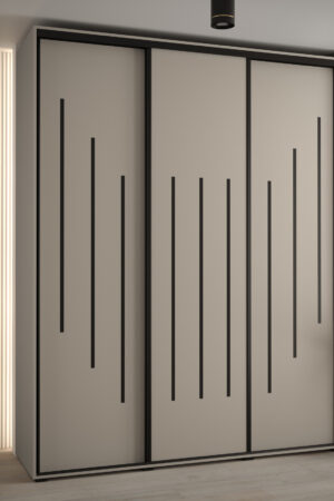 Šatní skříň Dakota 8 v kašmír barvě s černými úchyty