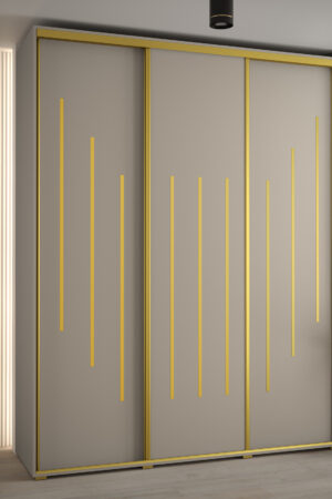 Šatní skříň Dakota 8 v kašmír barvě s zlatými úchyty