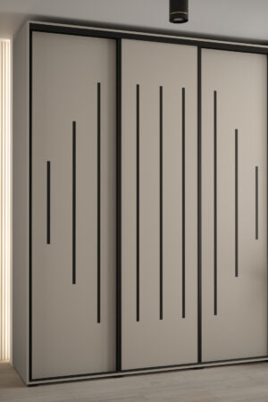 Šatní skříň Dakota 12 s černými úchyty a kašmírovou barvou