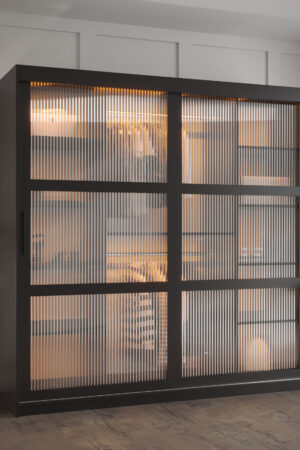 Šatní skříň Abi Flutes v černé barvě