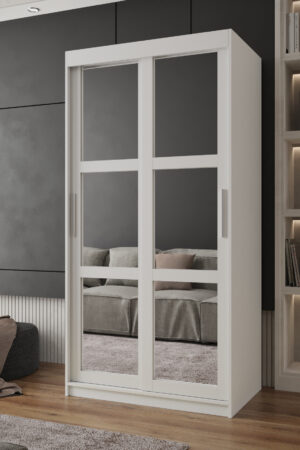 Šatní skříň Abi Miror v bílé barvě se zrcadlem