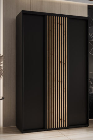 Šatní skříň Sapporo 1 v bílé barvě s dubovými dveřmi