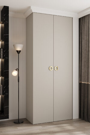 Šatní skříň Como 1 v kašmír barvě s černými úchyty