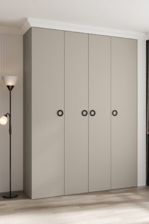 Šatní skříň Como 1 v kašmírové barvě s černými úchyty