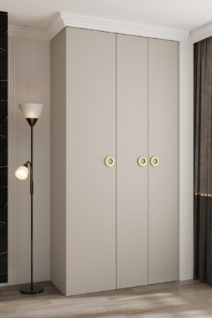 Šatní skříň Como 1 v kašmírové barvě se zlatými úchyty